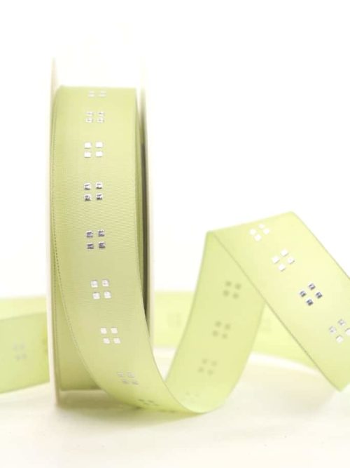 Christmas ribbon green-silver, 25 mm wide