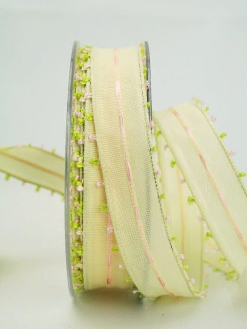 Gift ribbon cream-pink, 25 mm wide