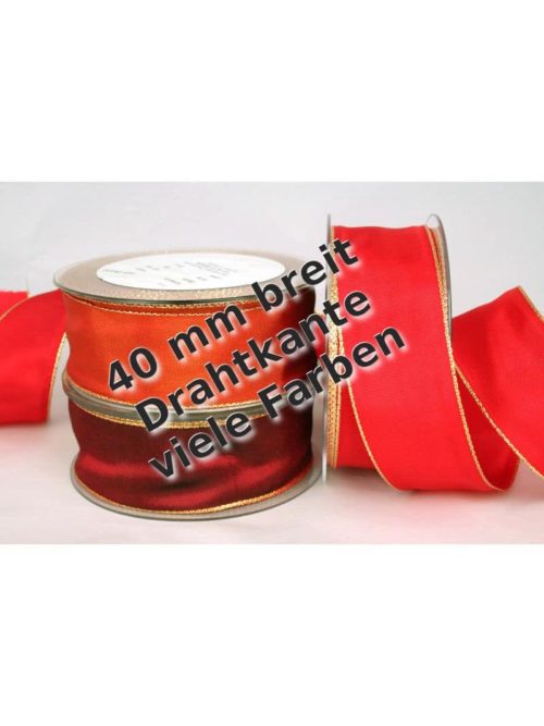 Gift ribbon with gold/silver edge in 40 mm, with wire edge