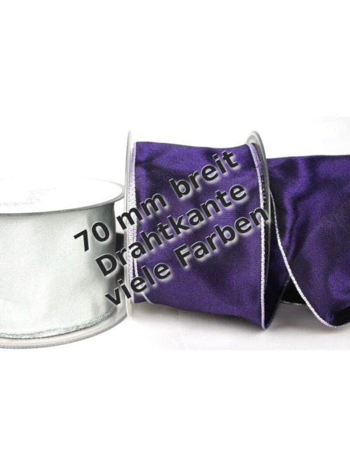 Gift ribbon with gold/silver edge in 70 mm, with wire edge