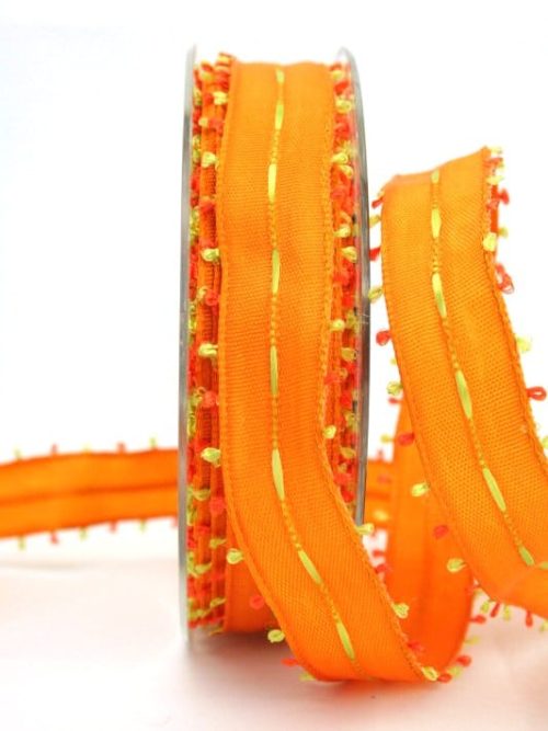 Gift ribbon orange-green, 25 mm wide