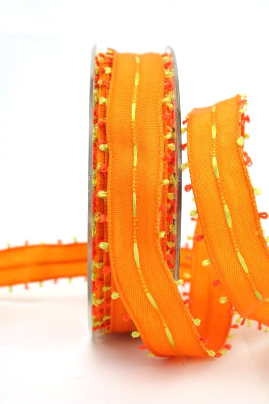 Gift ribbon orange-green, 25 mm wide