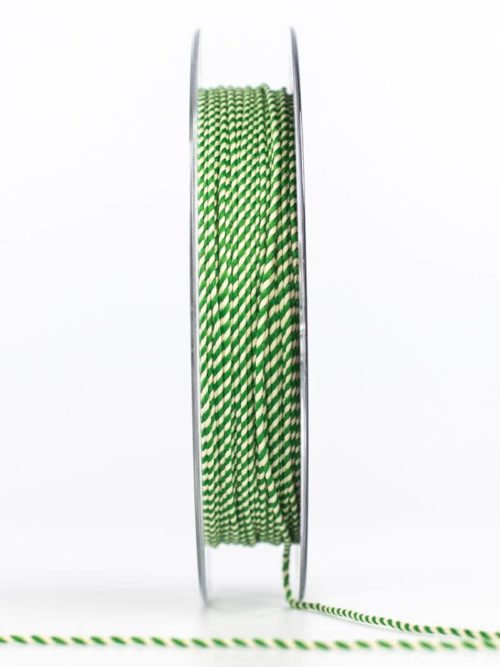 Thin cord, green/white, 1 mm thick
