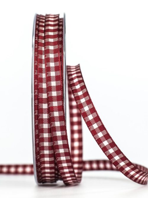 Narrow carob ribbon, bordeaux red, 8 mm wide