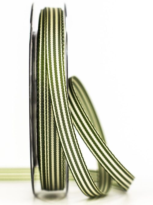 Striped gift ribbon, dark green, 10 mm wide