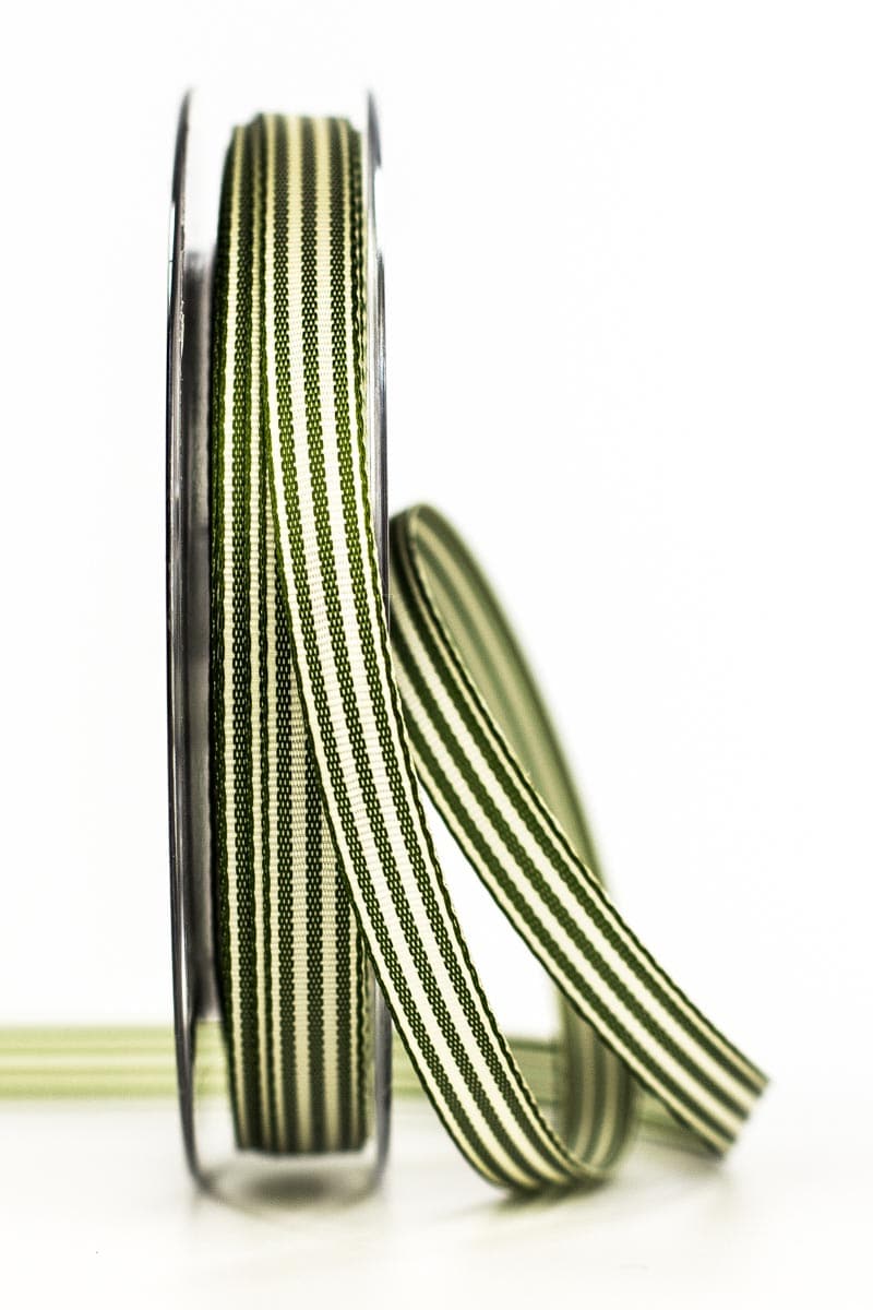 Striped gift ribbon, dark green, 10 mm wide