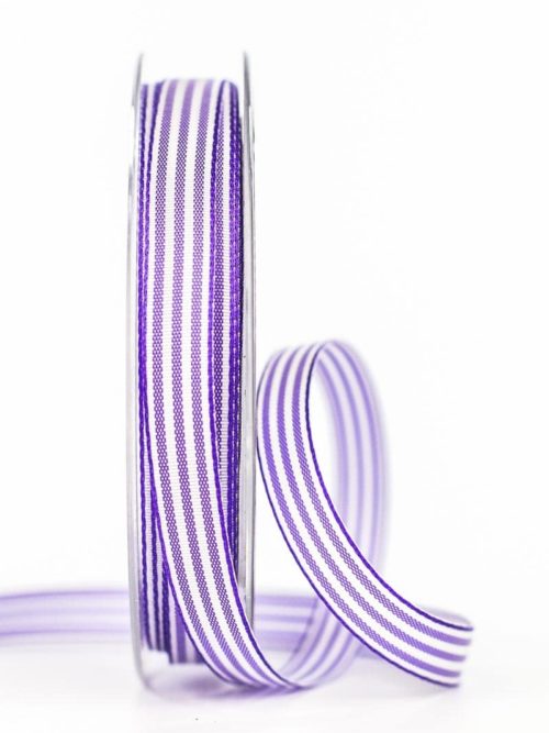 Striped gift ribbon, purple, 10 mm wide