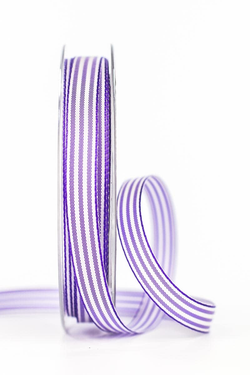 Striped gift ribbon, purple, 10 mm wide