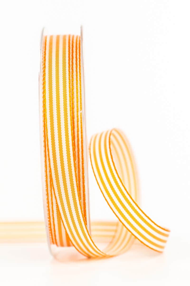 Striped gift ribbon, orange, 10 mm wide
