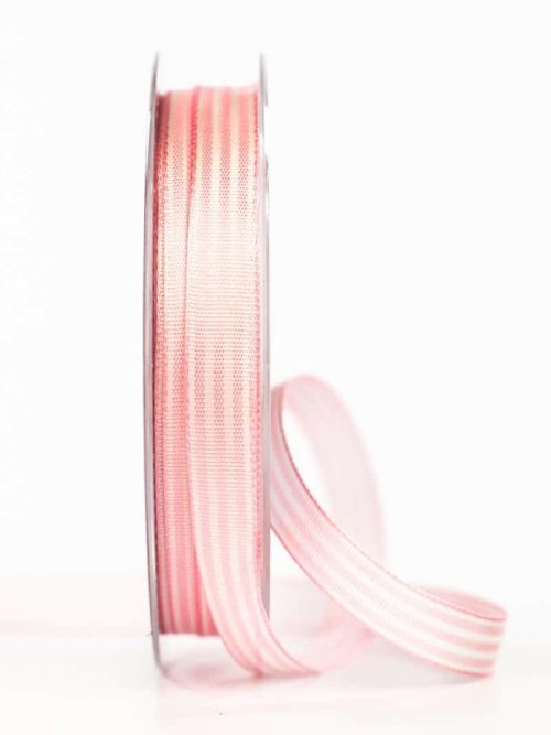 Striped gift ribbon, pink, 10 mm wide