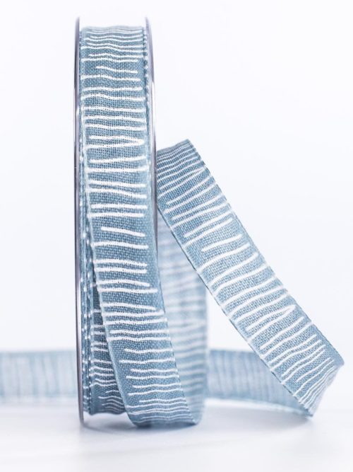 Structured linen ribbon with stripes, jeans blue, 15 mm wide