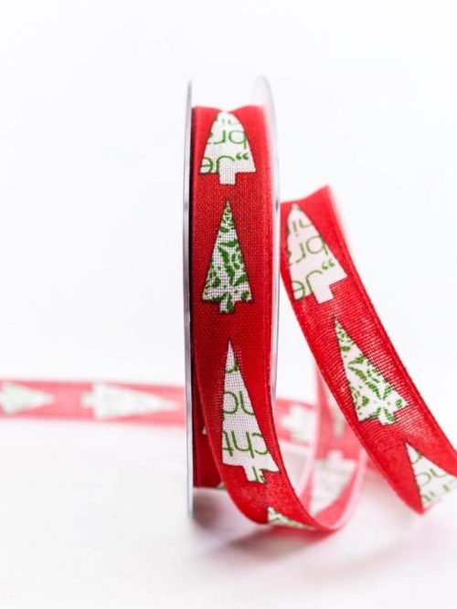Modern Christmas trees, red, 15 mm wide