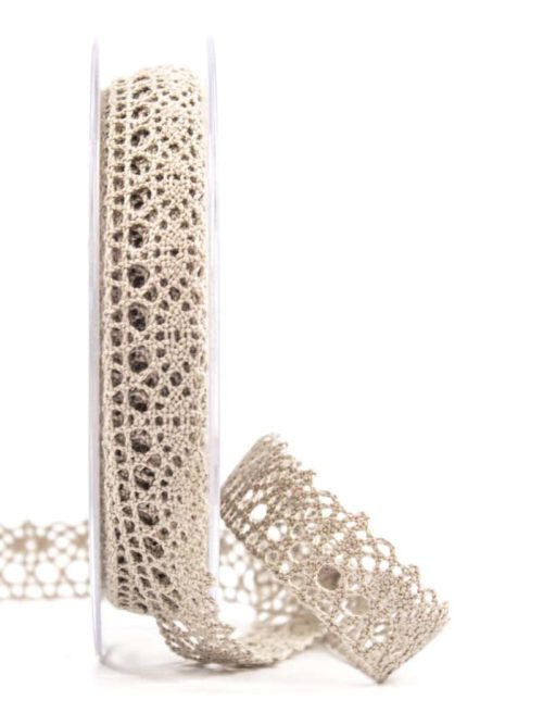 Cotton lace, taupe, 15 mm wide
