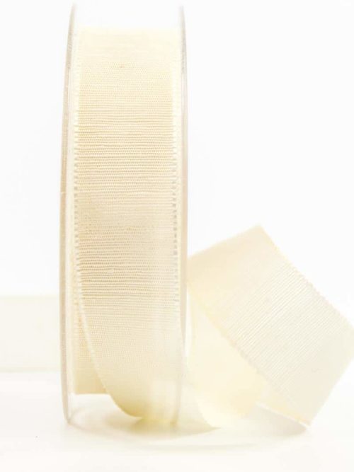 Gift ribbon with beautiful woven structure, cream, 25 mm wide