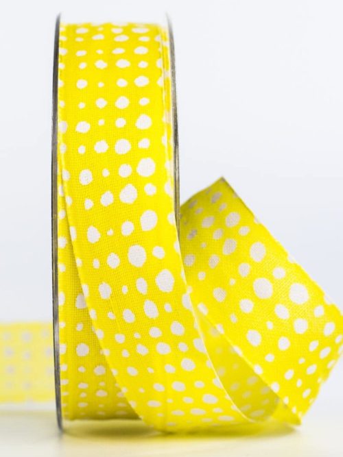 Wrapping ribbon in linen look, yellow, 25 mm wide