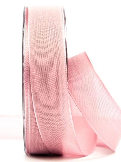 Wrapping ribbon linen, pink, 25 mm wide