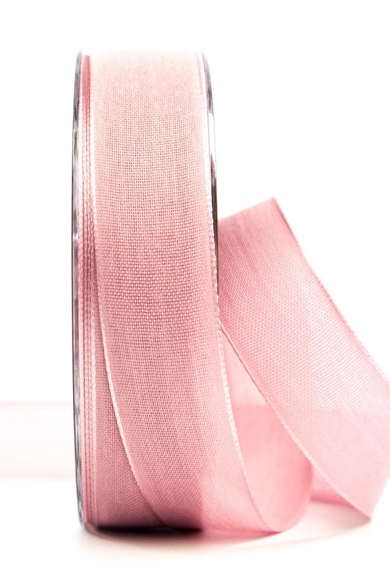 Wrapping ribbon linen, pink, 25 mm wide