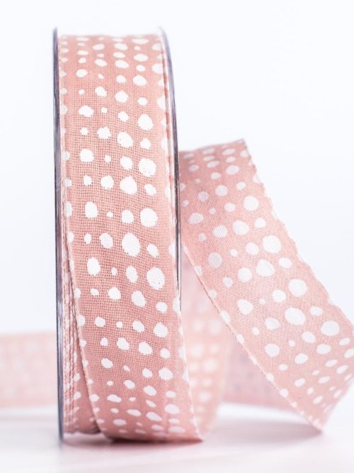Wrapping ribbon in linen look, pink, 25 mm wide
