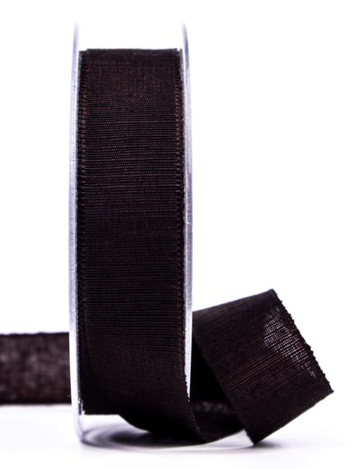 gift ribbon with beautiful woven structure, chocolate brown, 25 mm wide