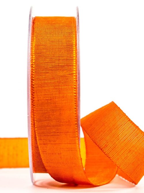 Gift ribbon with beautiful woven structure, orange, 25 mm wide