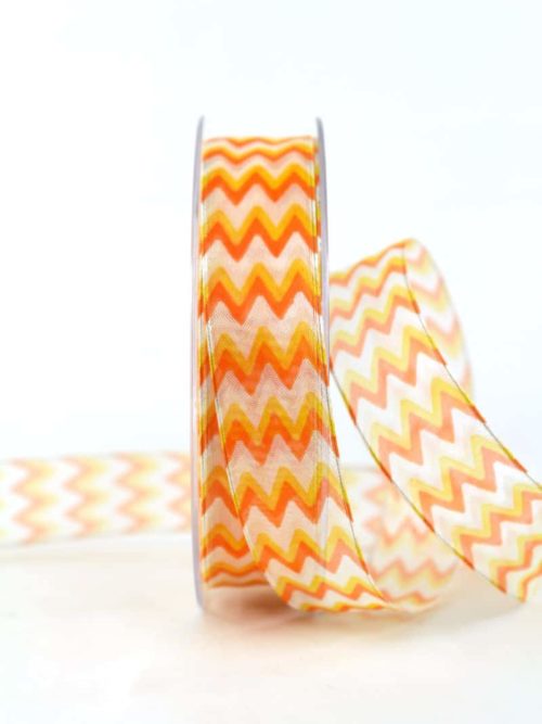 Decorative ribbon in 70s look, orange, 25 mm wide