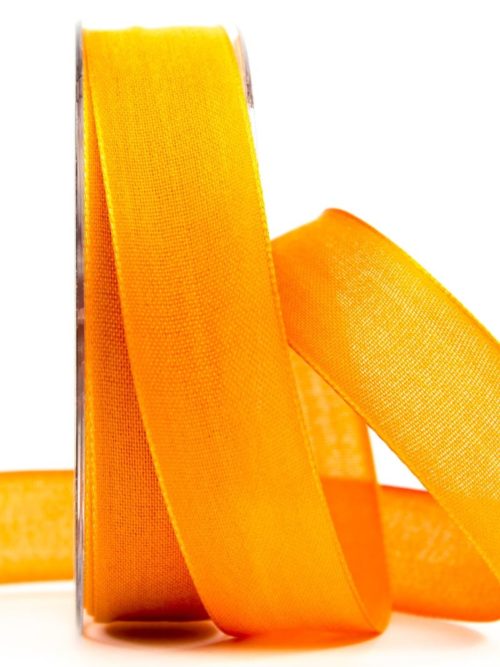 Wrapping ribbon linen, orange, 25 mm wide