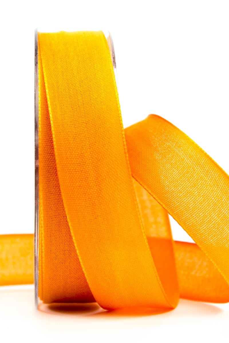 Wrapping ribbon linen, orange, 25 mm wide