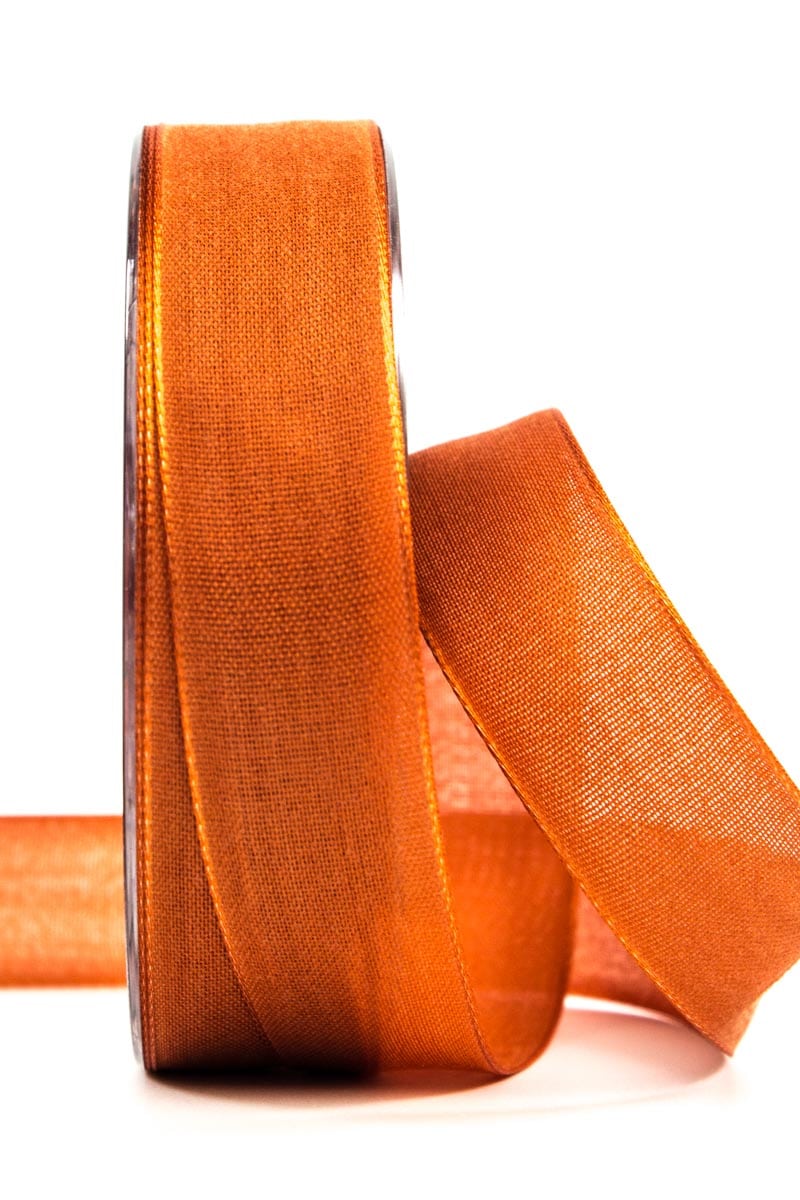 Wrapping ribbon linen, dark orange, 25 mm wide