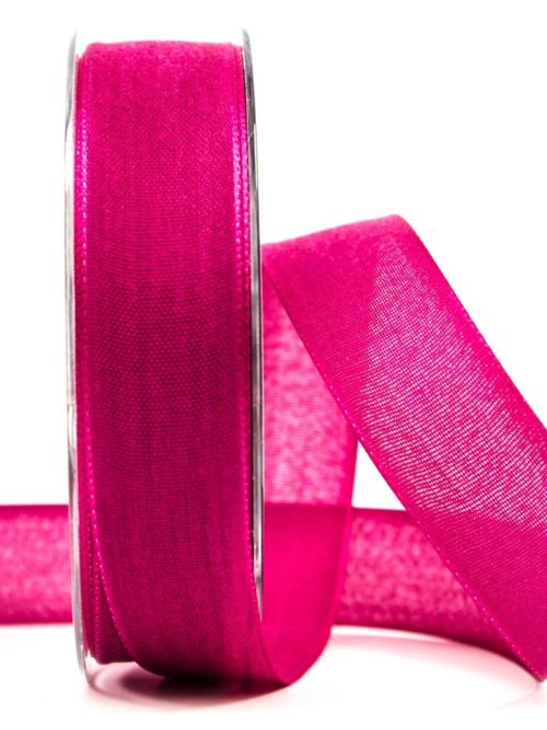 Wrapping ribbon linen, pink, 25 mm wide