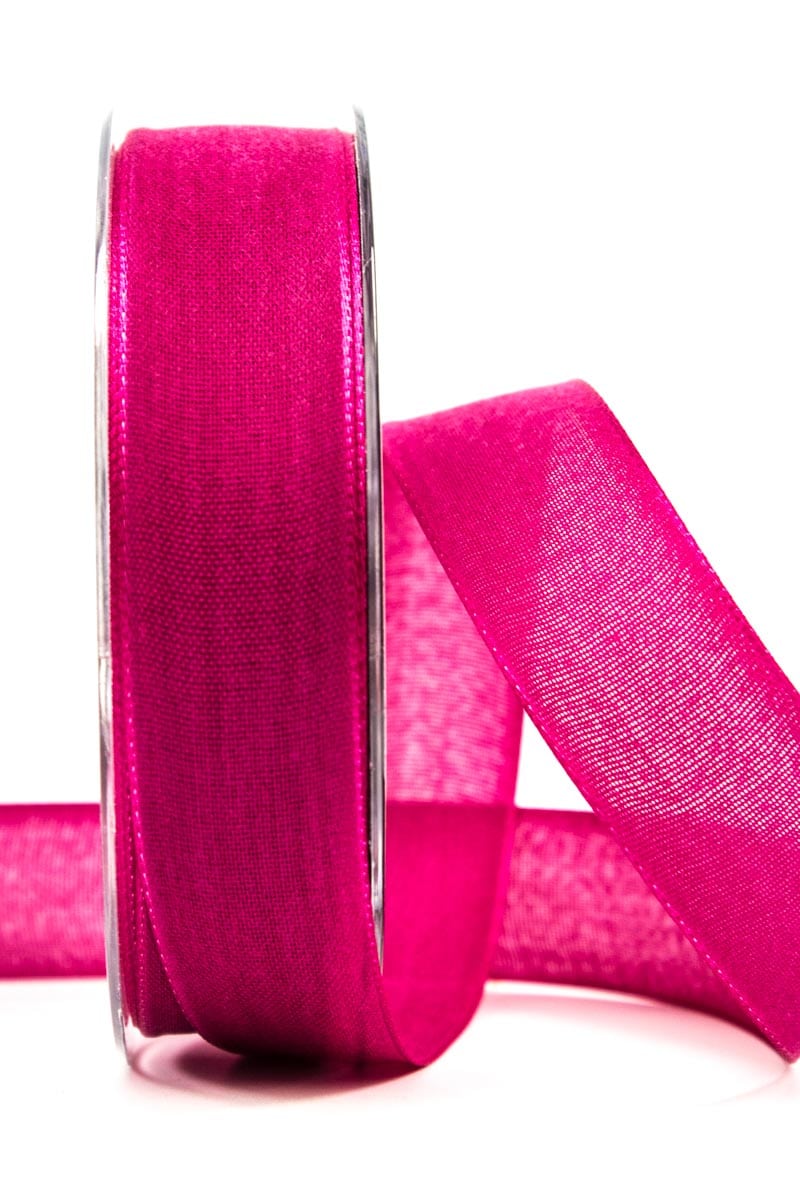 Wrapping ribbon linen, pink, 25 mm wide