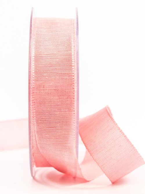 Gift ribbon with beautiful woven structure, coral, 25 mm wide