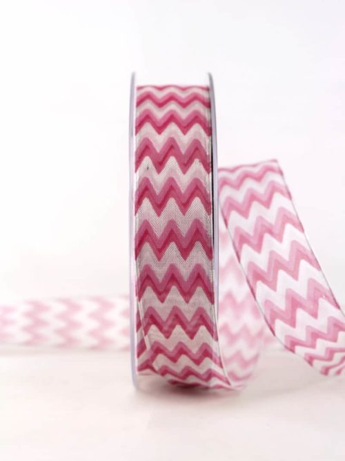 Decorative ribbon in 70s look, pink, 25 mm wide