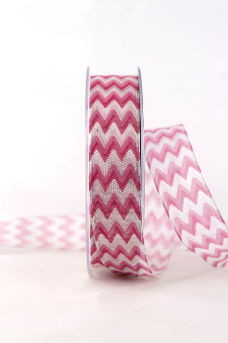 Decorative ribbon in 70s look, pink, 25 mm wide