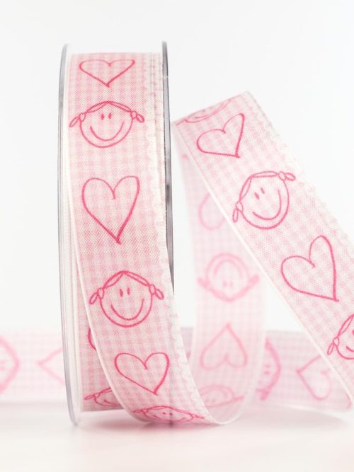 Baby gift ribbon, pink, 25 mm wide