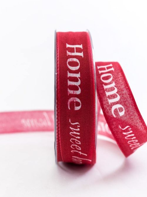 Home Sweet Home Gift Ribbon, red, 25 mm wide