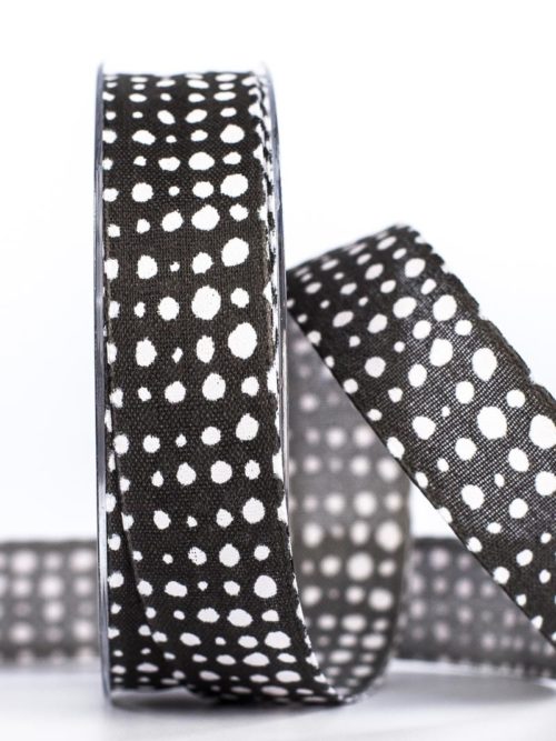 Wrapping ribbon in linen look, black, 25 mm wide