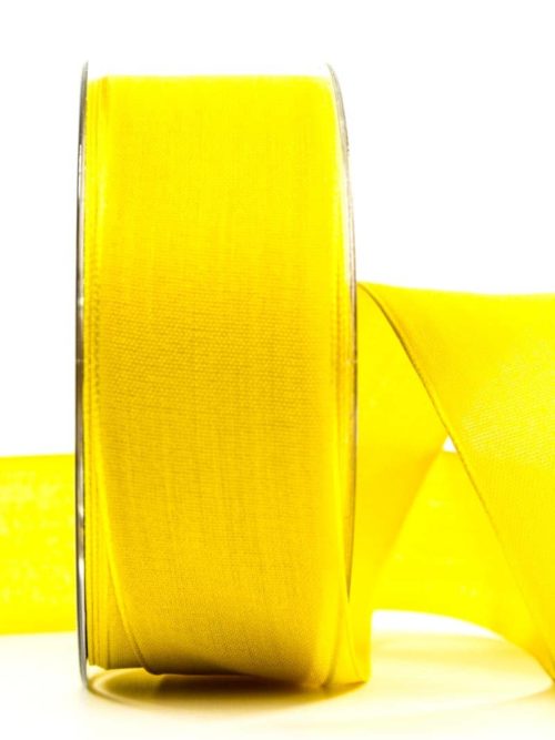 Wrapping ribbon linen, yellow, 40 mm wide