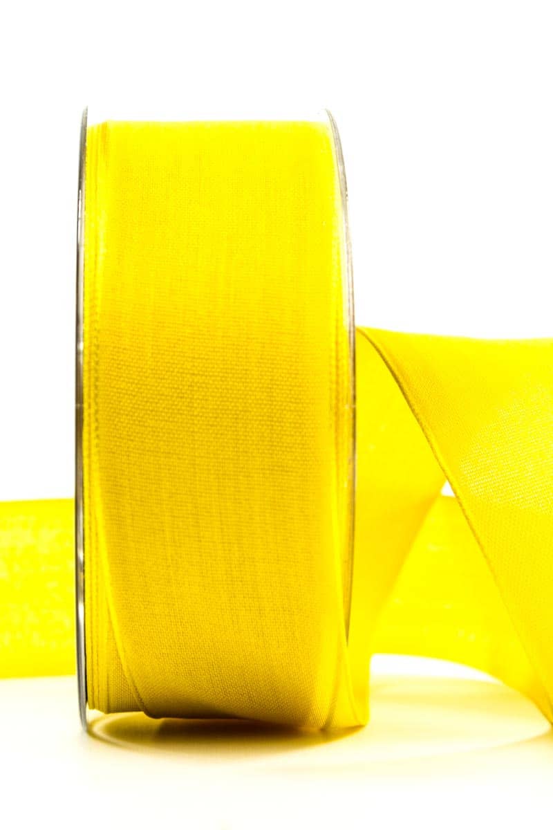 Wrapping ribbon linen, yellow, 40 mm wide