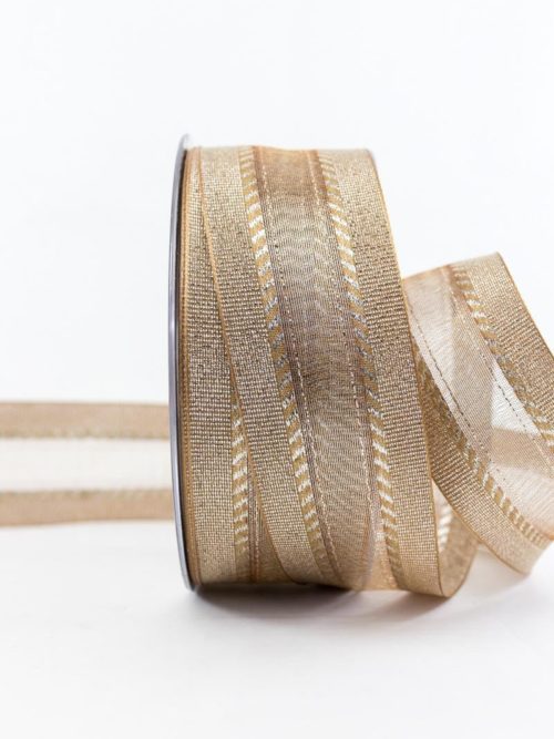 Elegant Christmas gift ribbon, gold, 40 mm wide