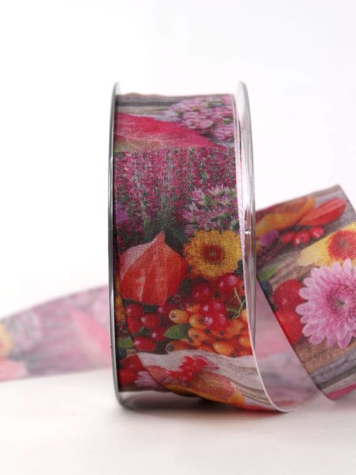 Autumn gift ribbon, 40 mm wide