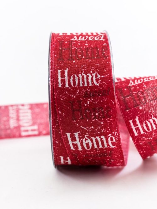 Home Sweet Home Gift Ribbon, red, 40 mm wide