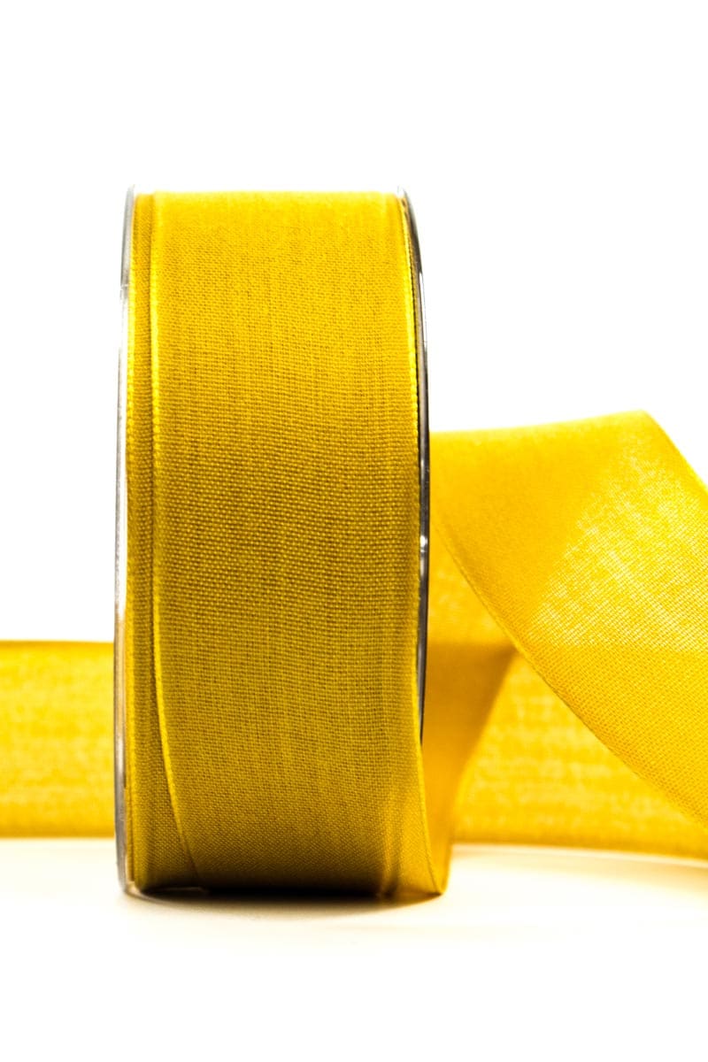 Wrapping ribbon linen, sunflower yellow 40 mm wide