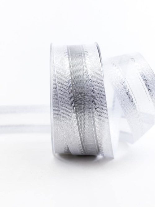 Elegant Christmas gift ribbon, white, 40 mm wide