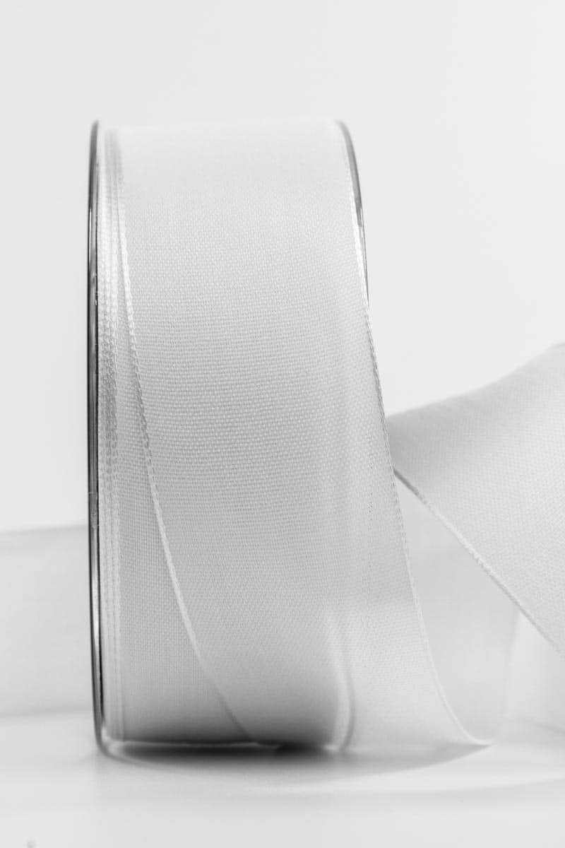 Wrapping ribbon linen, white, 40 mm wide