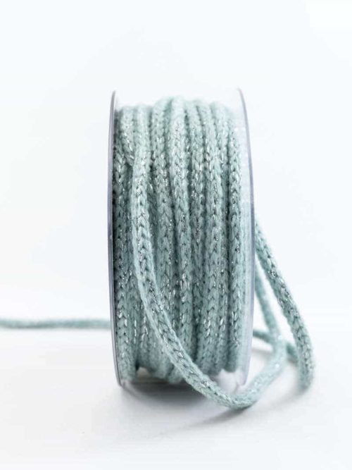 Braided cord glitter, green, 6 mm wide