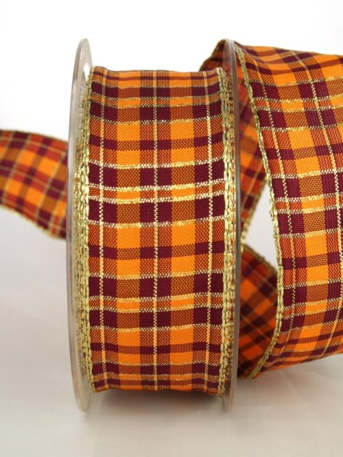Diamond ribbon, 40 mm wide, terra-orange-bordeaux