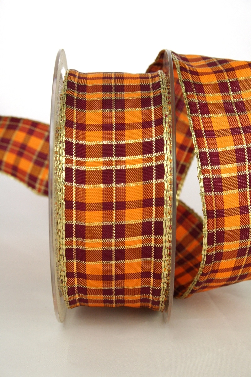 Diamond ribbon, 40 mm wide, terra-orange-bordeaux