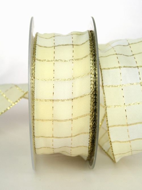 Diamond ribbon, 40 mm wide, cream-gold