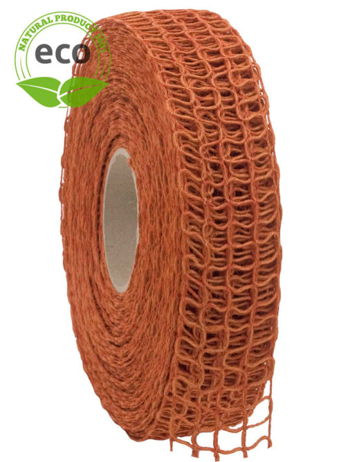 Linen grid band, orange, 40 mm wide, ECO