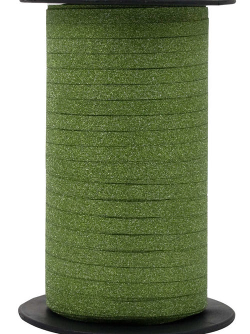 Glamour glitter ruffle ribbon, fresh green, 5 mm wide